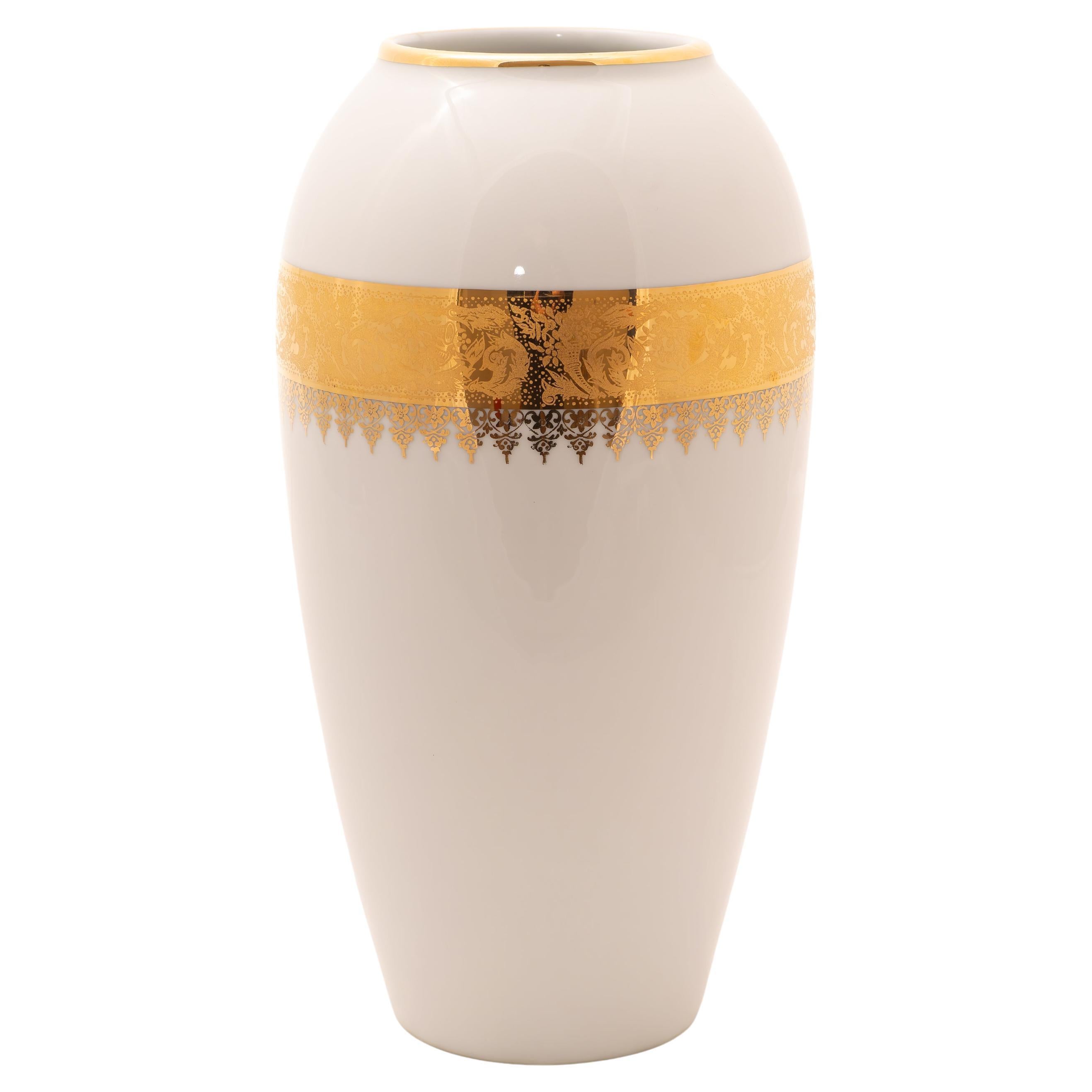 LIMOGES hand-painted porcelain vase, 1950s