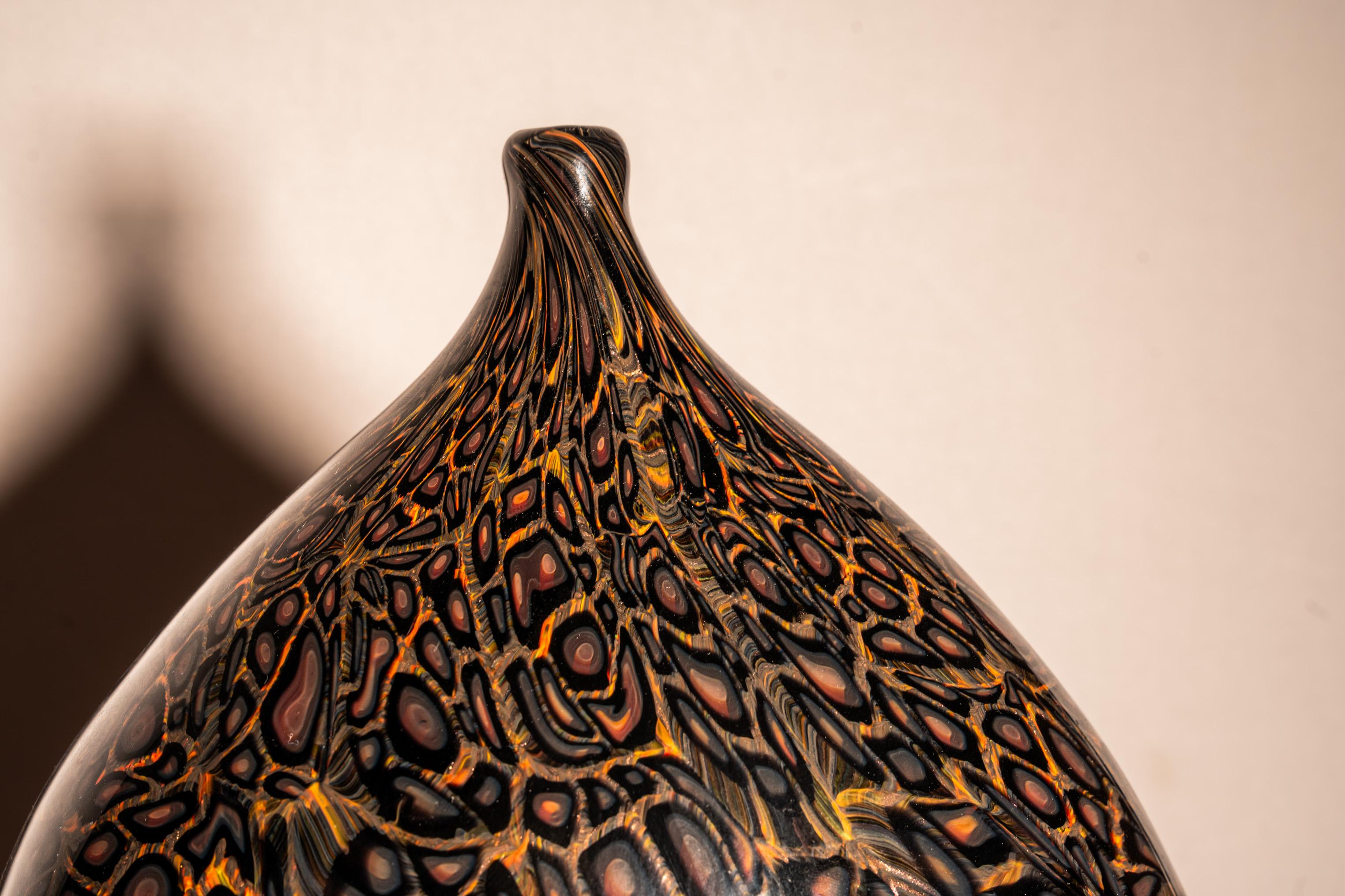 Mid-Century Modern Vaso maculato firmato Borbonese Murano en vente