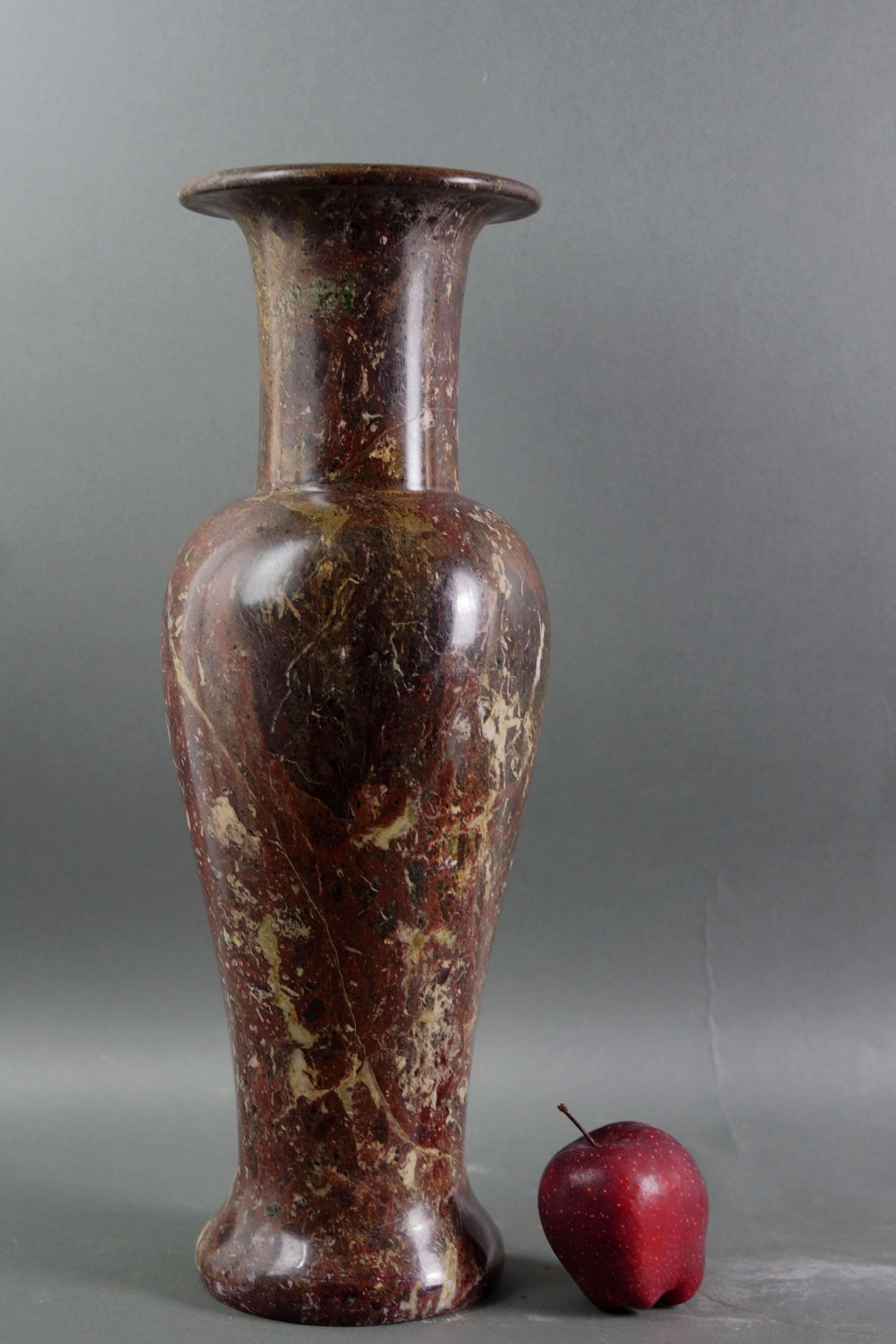 Neoclassical Revival Neoclassical Italian Red Marble Vase Grand Tour Rome 1840 Etruscan style