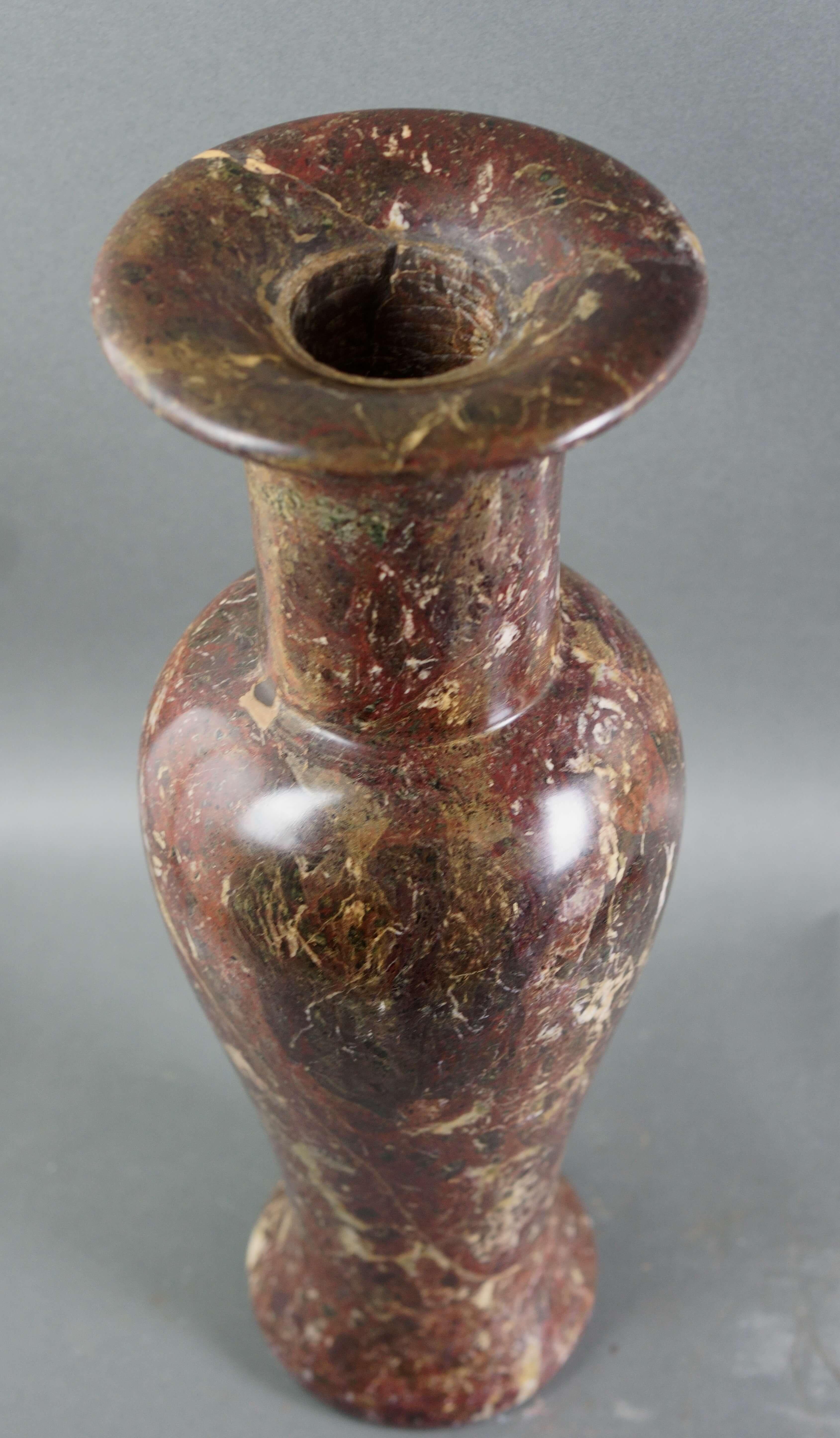 Hand-Crafted Neoclassical Italian Red Marble Vase Grand Tour Rome 1840 Etruscan style