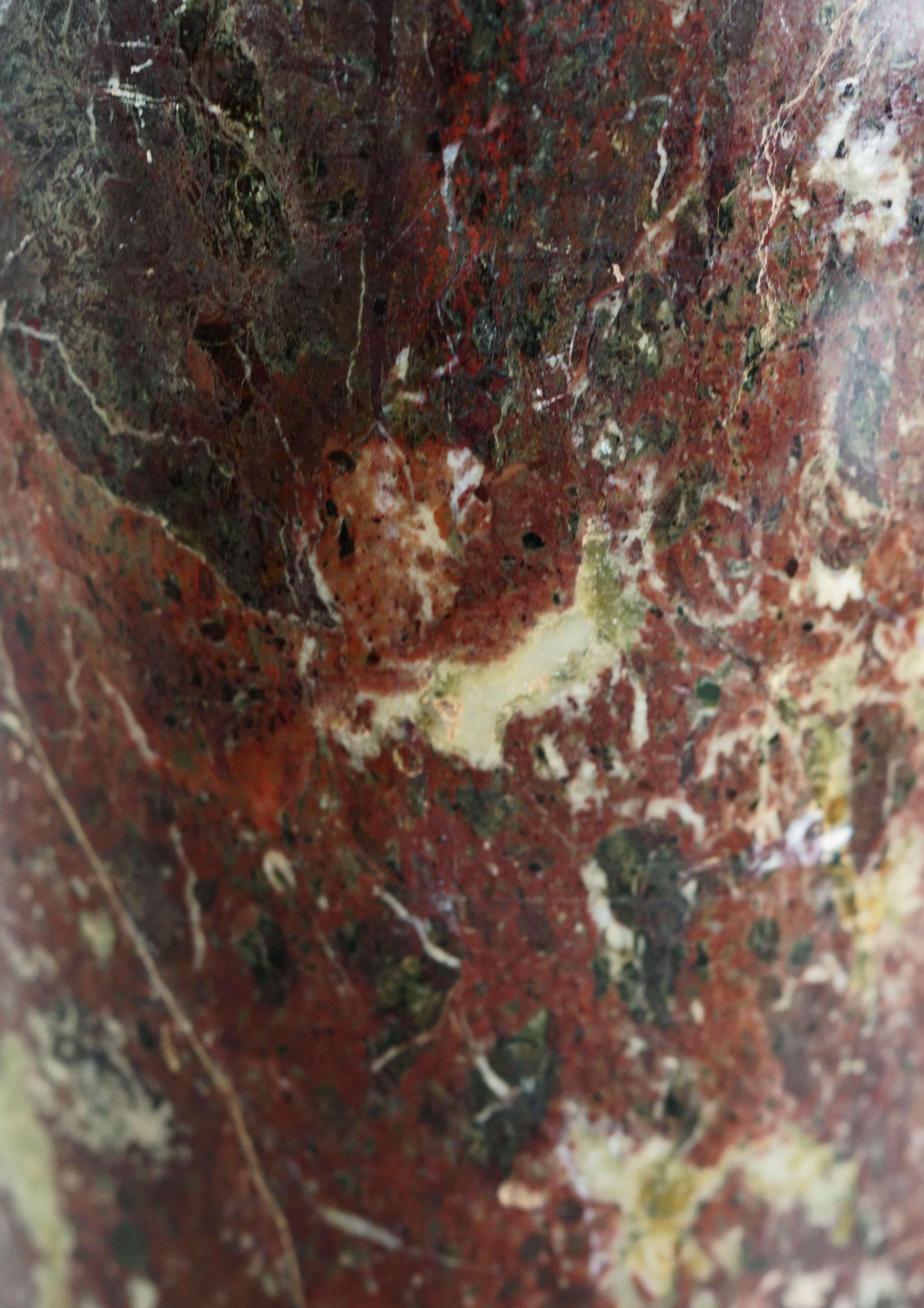 Neoclassical Italian Red Marble Vase Grand Tour Rome 1840 Etruscan style In Fair Condition In Pistoia, IT
