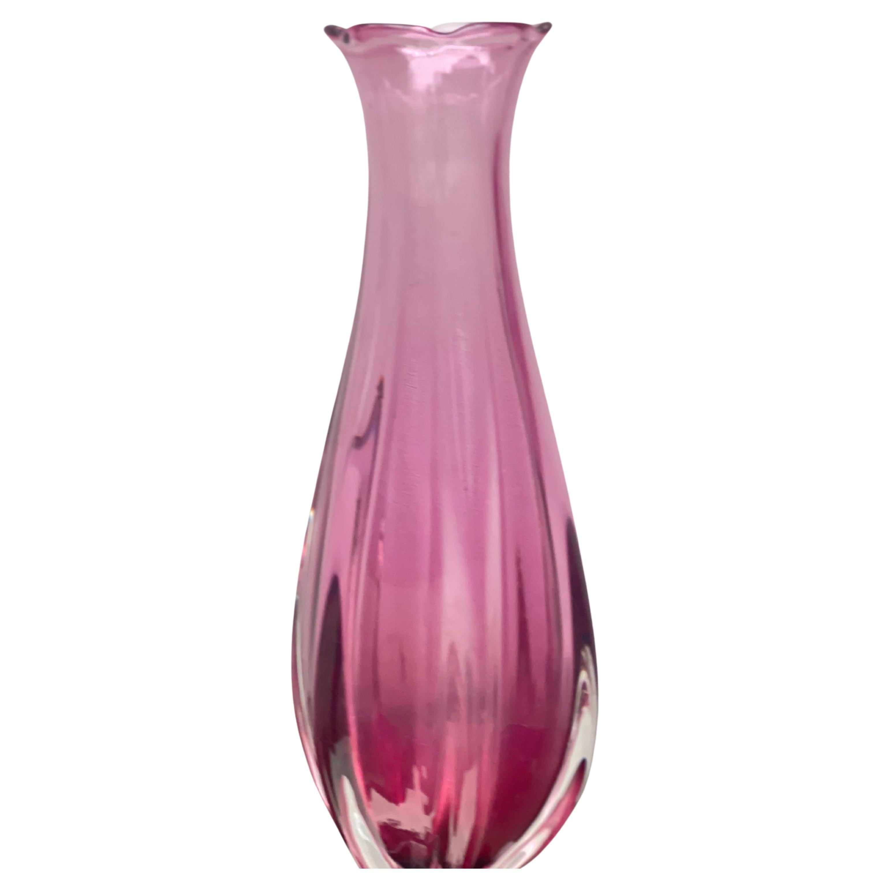 Vaso mi-siècle vintage en verre de Murano attribuibile Archimede Seguso, Italie