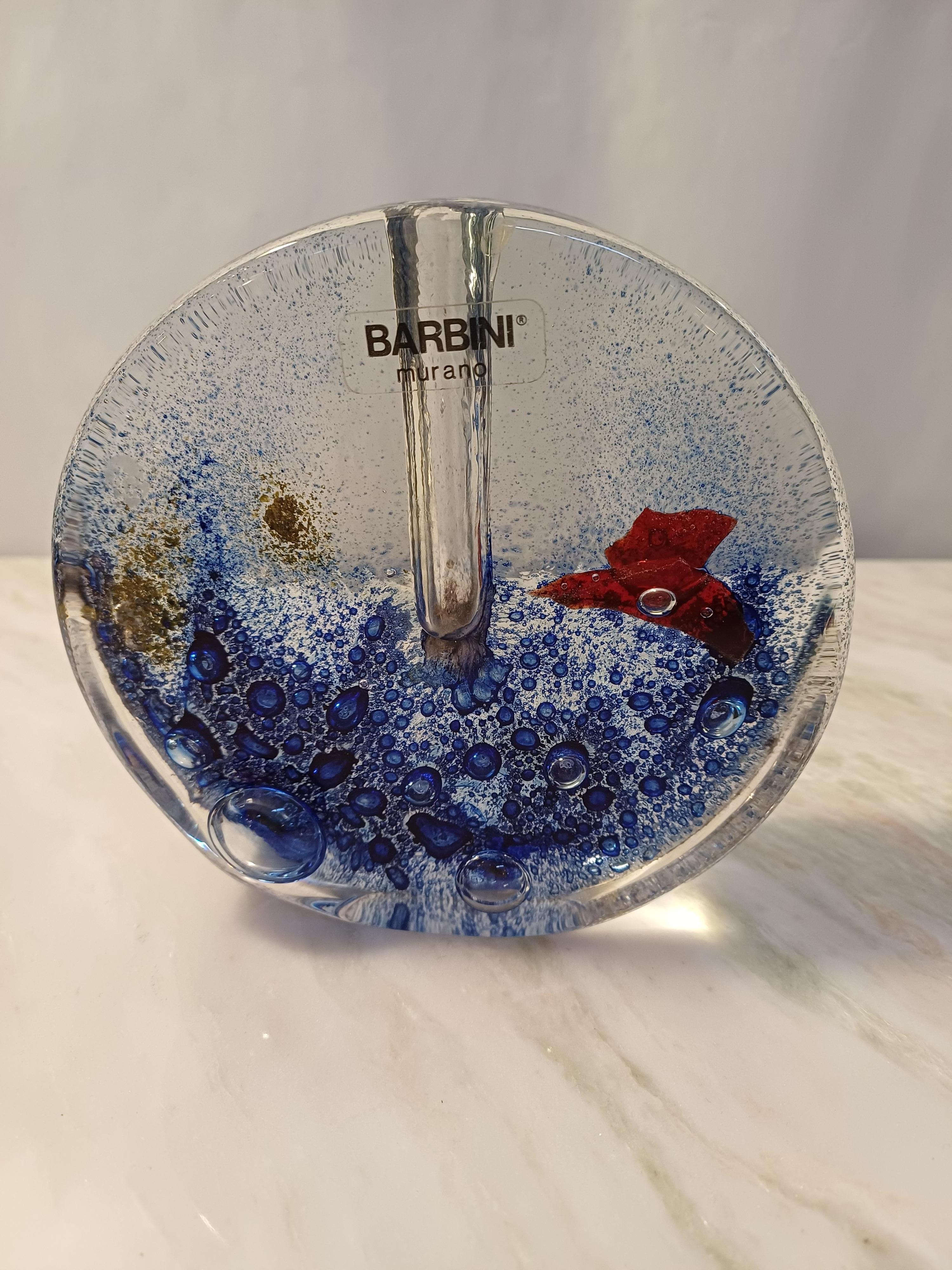 Einzelne Blumenvase aus Muranoglas von Barbini im Angebot 1