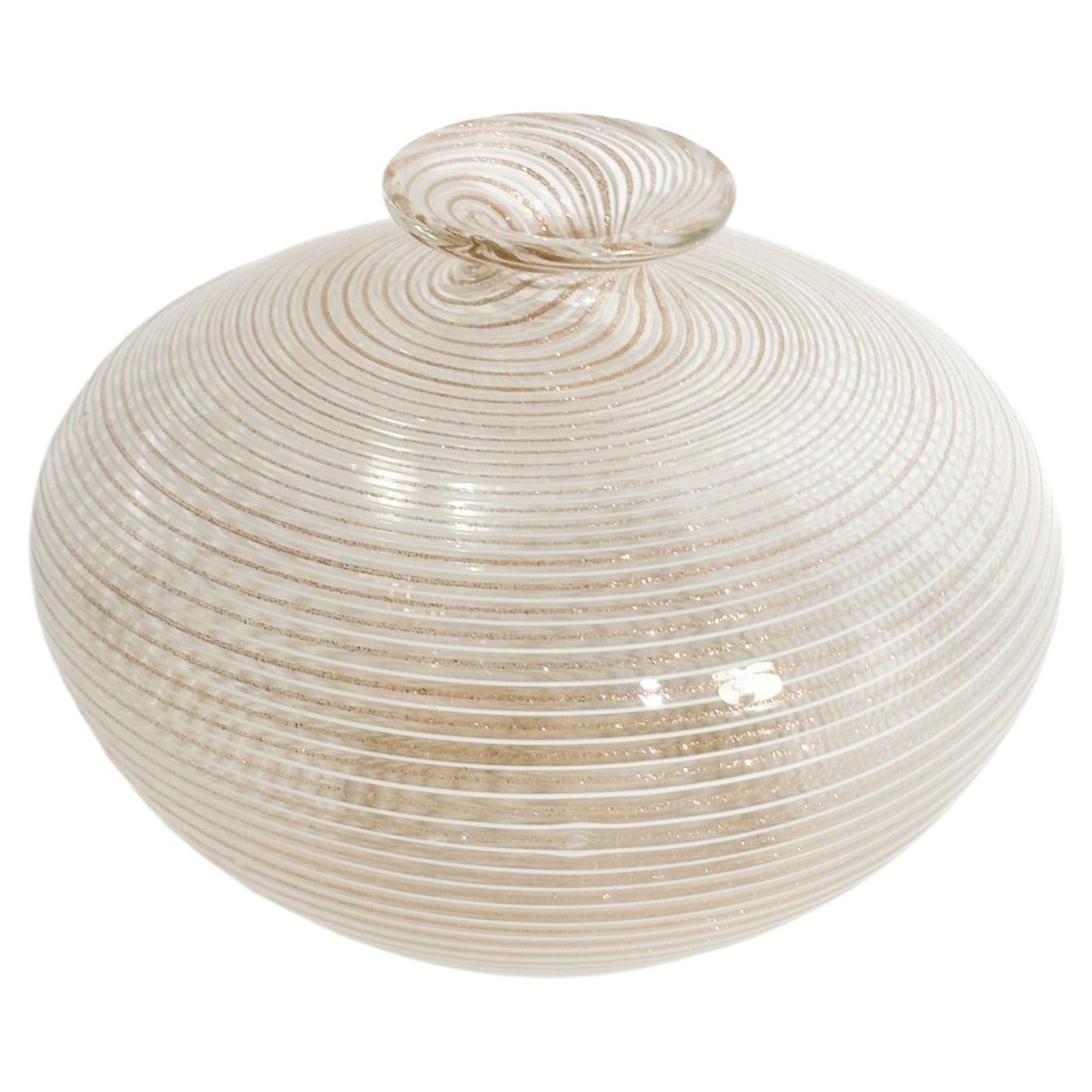 Single-Flower Murano Glass Vase with Aventurine Inlay and Filigree, from the 1960s For Sale