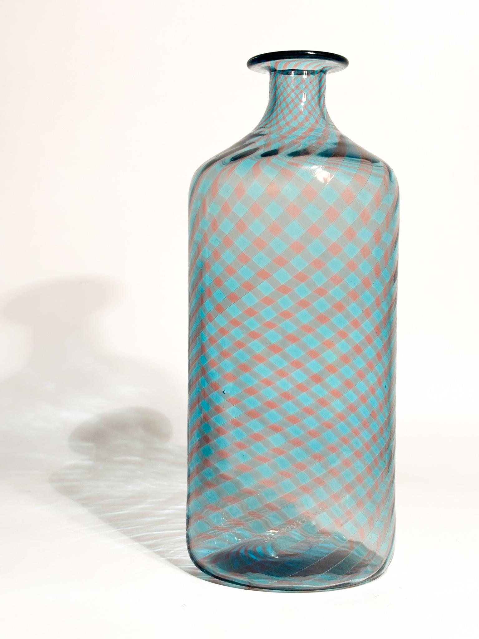 Vaso Monofiore La Murrina in Vetro di Murano Azzurro e Rosa Anni 80 in vendita 5
