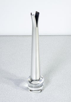 Moritz vase, design Lino SABATTINI in silvered metal and glass. Italy, 90s