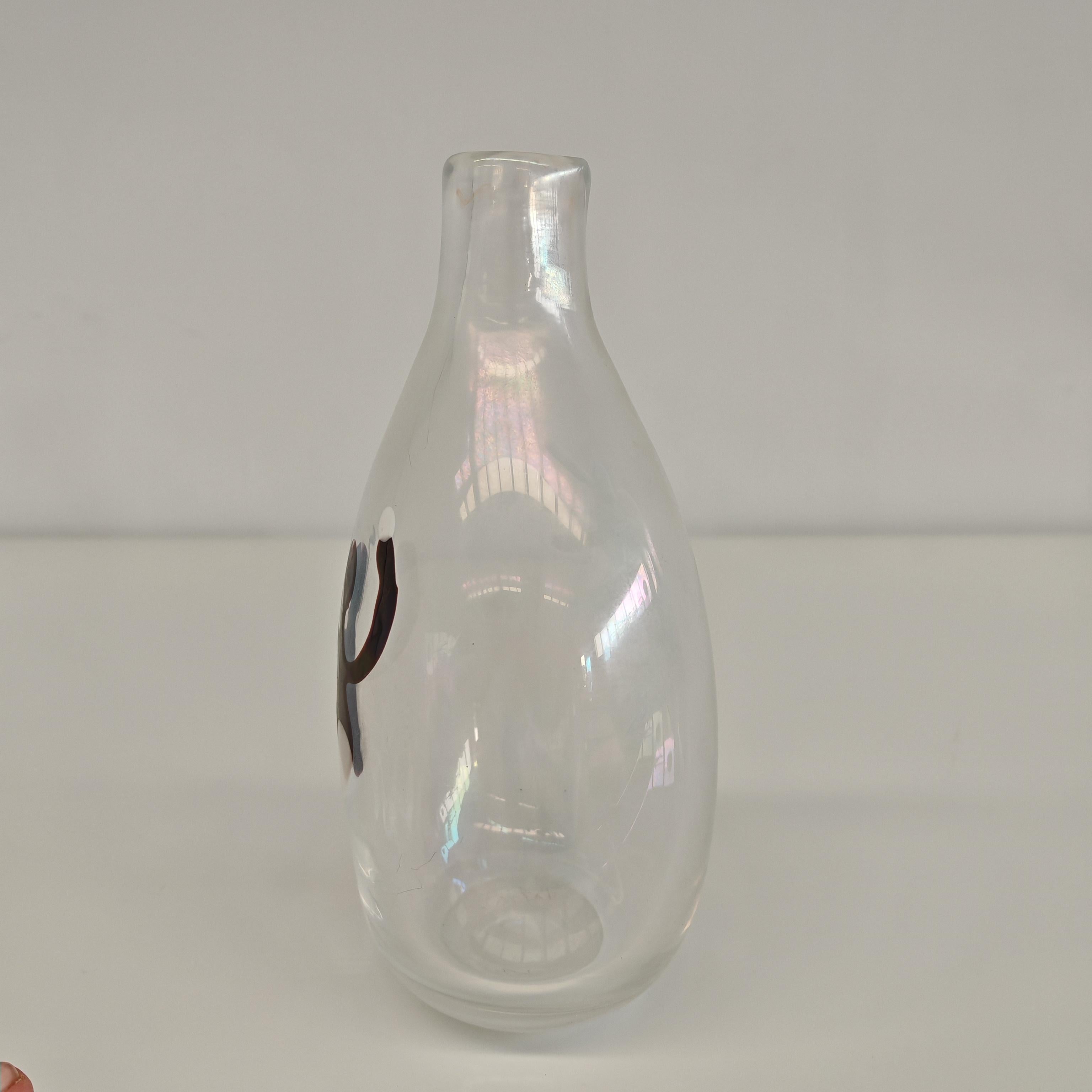 Jarrón de Murano iridiscente Venini serie 'A Macchie' de Fulvio Bianconi Italia 1950 Moderno de mediados de siglo en venta