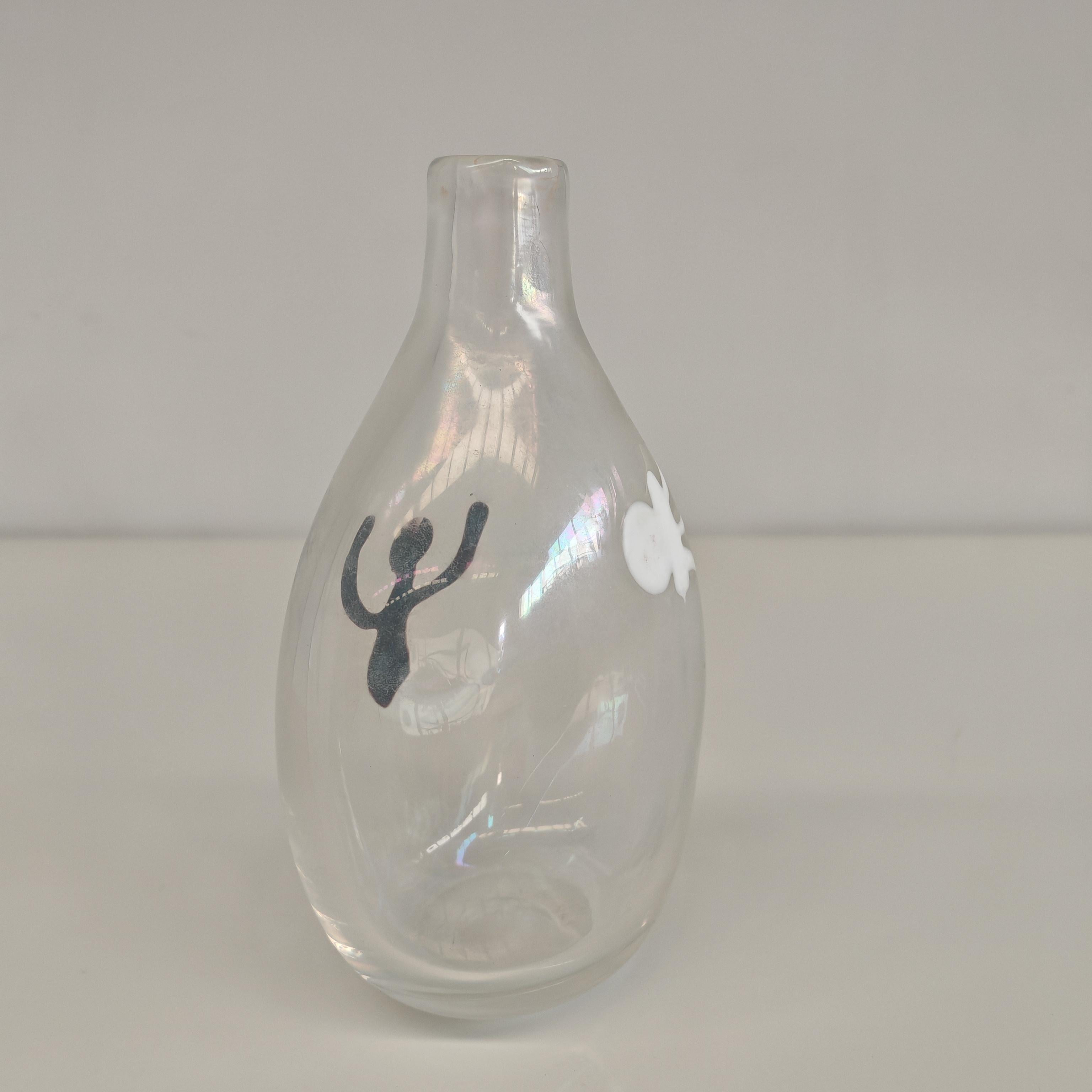 Jarrón de Murano iridiscente Venini serie 'A Macchie' de Fulvio Bianconi Italia 1950 Italian en venta