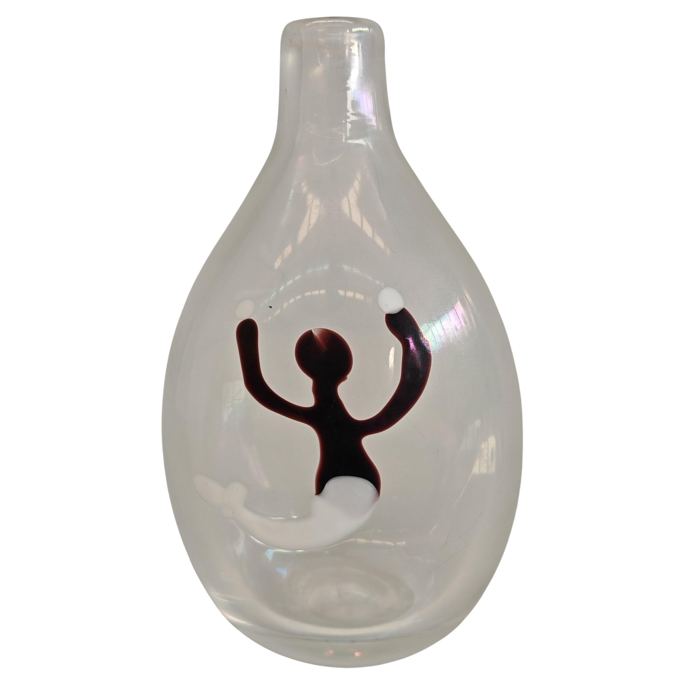 Jarrón de Murano iridiscente Venini serie 'A Macchie' de Fulvio Bianconi Italia 1950