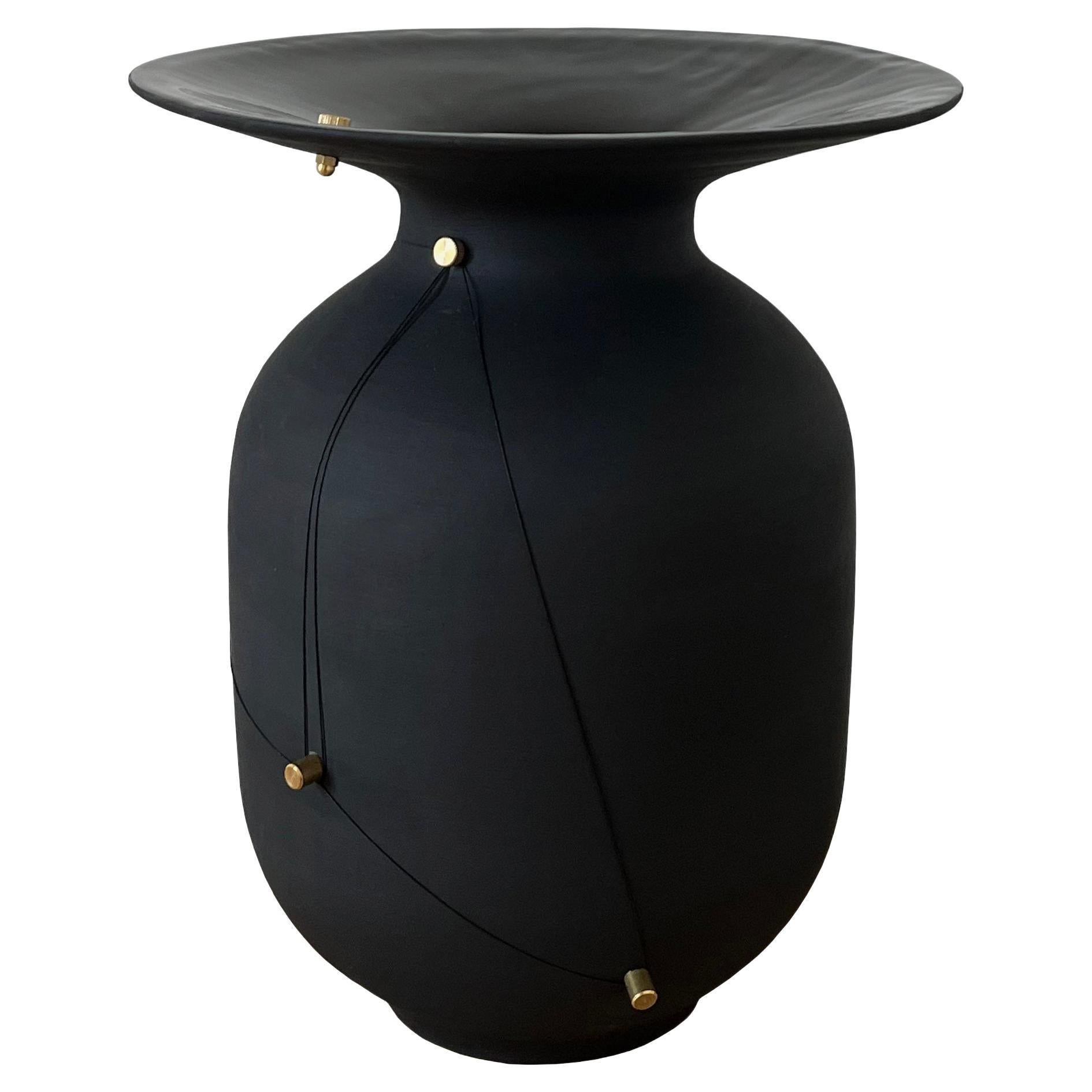 Black ceramic vase from the "Providers" collection. For Sale