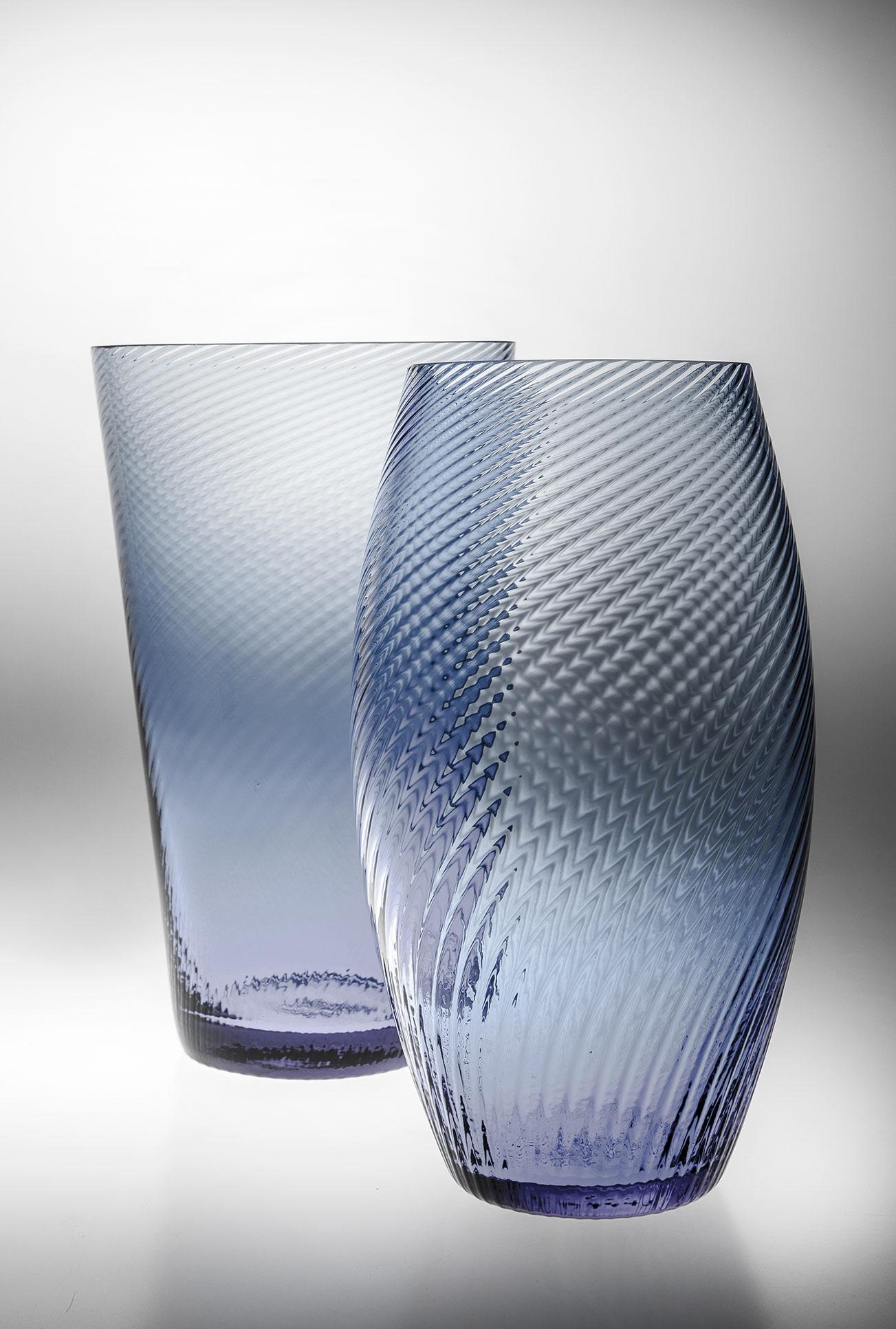 Hand-Crafted Vaso Ovale28, Vase Handcrafted Muranese Glass, Lead Twisted MUN by VG For Sale