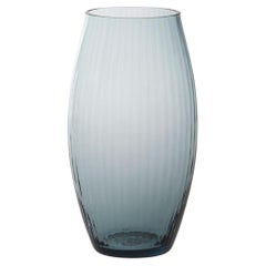 Vaso Ovale32, Vase Handcrafted Muranese Glass, Aquamarine Plisse MUN by VG