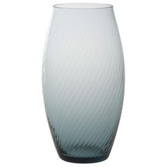 Vaso Ovale32, Vase Handcrafted Muranese Glass, Aquamarine Twisted MUN by VG