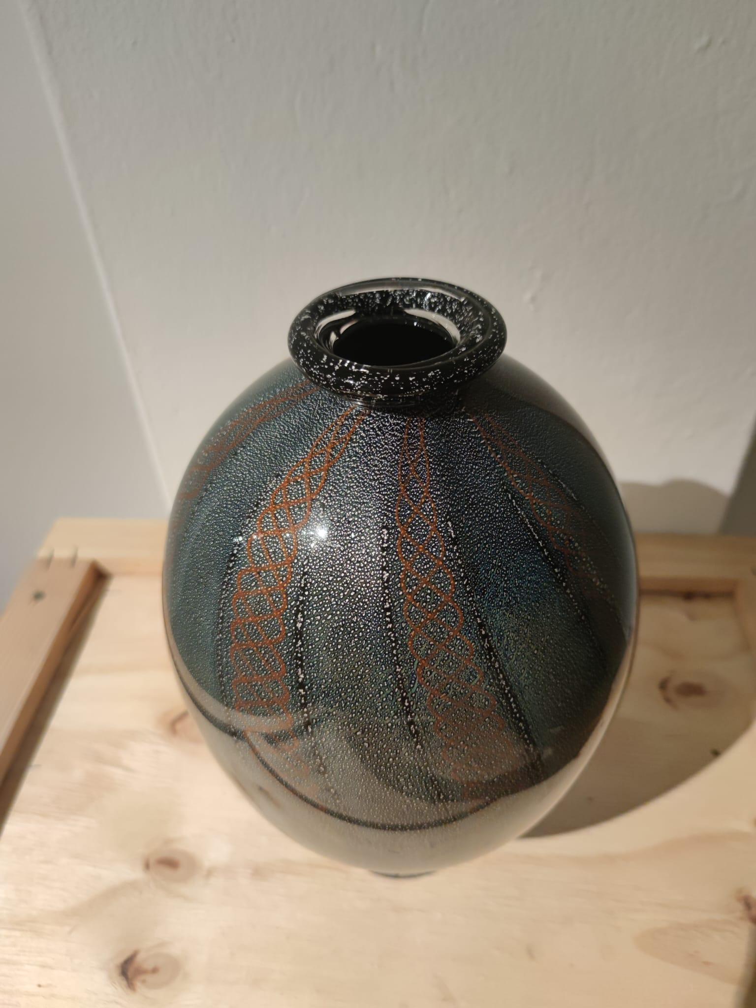 Mid-20th Century Vase ovoïde de la série Neri Argento, Carlo Scarpa en vente