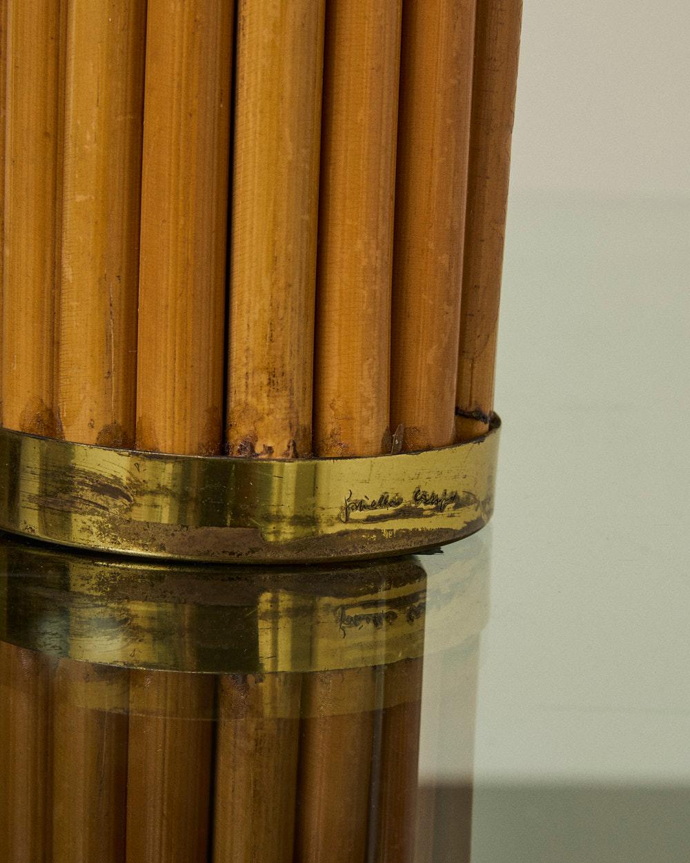 Vaso portafiori in bambù ed ottone di Gabriella Crespi, collezione Rising Sun In condizioni buone in vendita a Milano, Lombardia