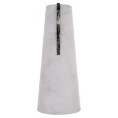 White Carrara marble and Verde Alpi marble flower vase by Carcino Design