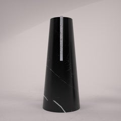 Flower Vase in Black Marquina Marble and Travertine by Carcino Design