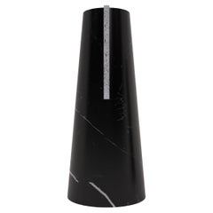 Flower Vase in Black Marquina Marble and Travertine by Carcino Design