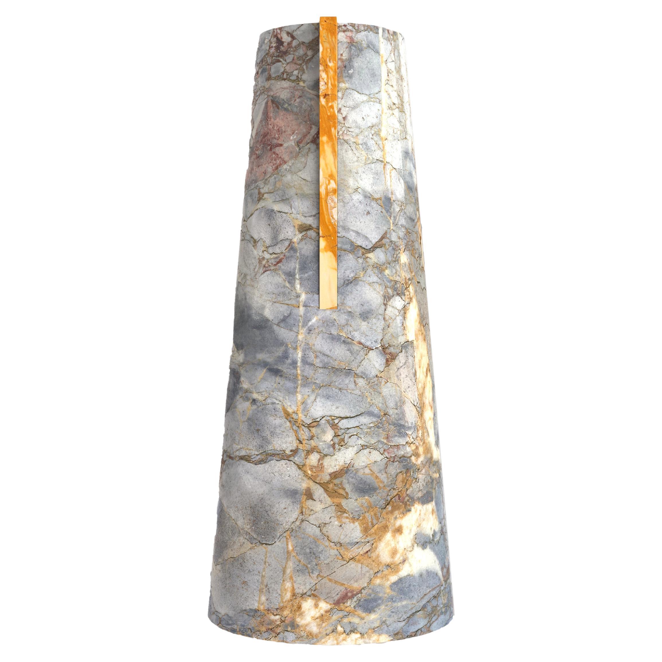 Flower Vase in Marble Breccia di Versailles and Giallo Siena by Carcino Design For Sale
