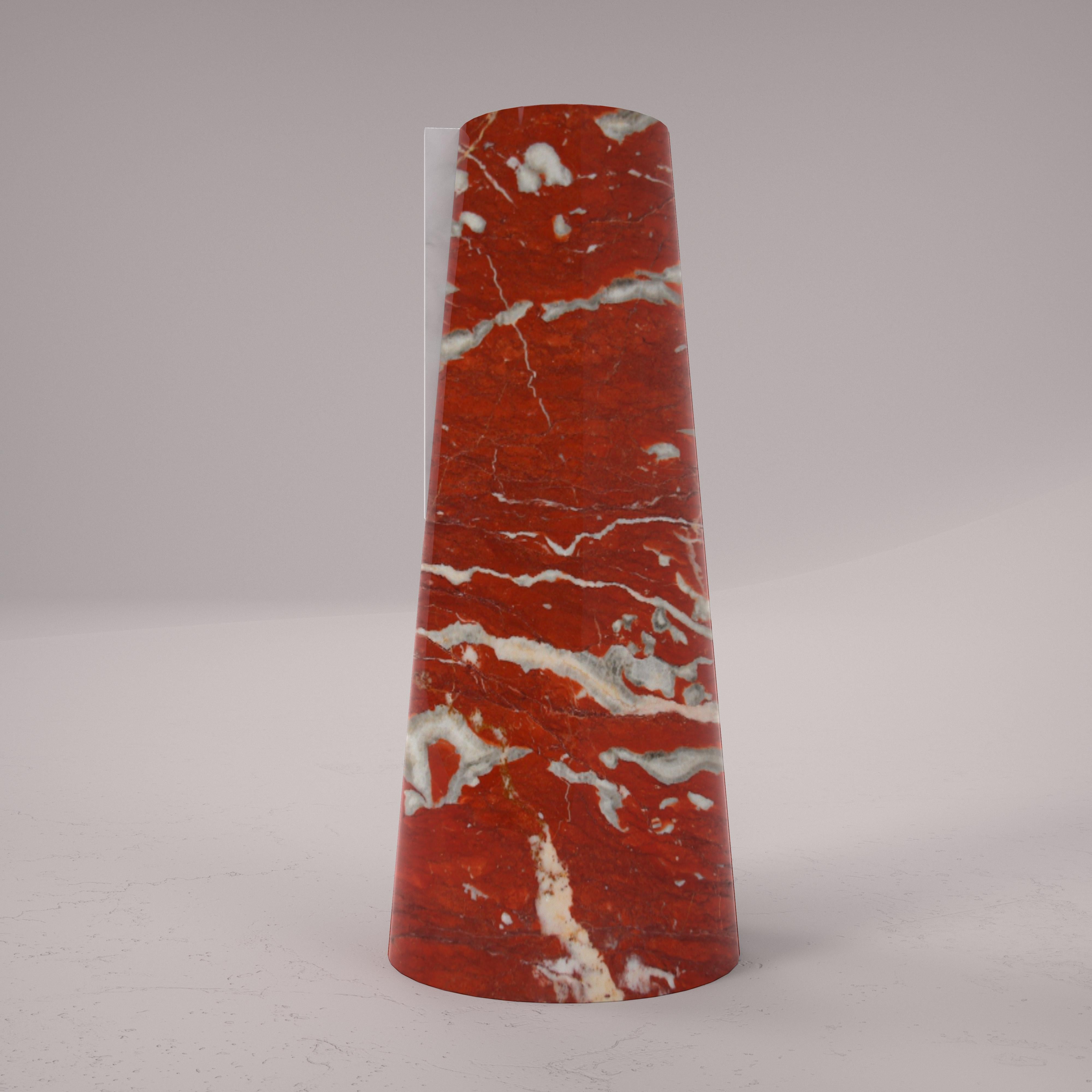Contemporary Red marble and white Carrara marble flower vase by Carcino Design For Sale