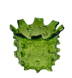 Prato Green Artistic Murano Glass Sculpture Vase, Italy 1970s
