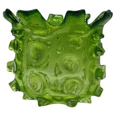 Prato Green Artistic Murano Glass Sculpture Vase, Italy 1970s