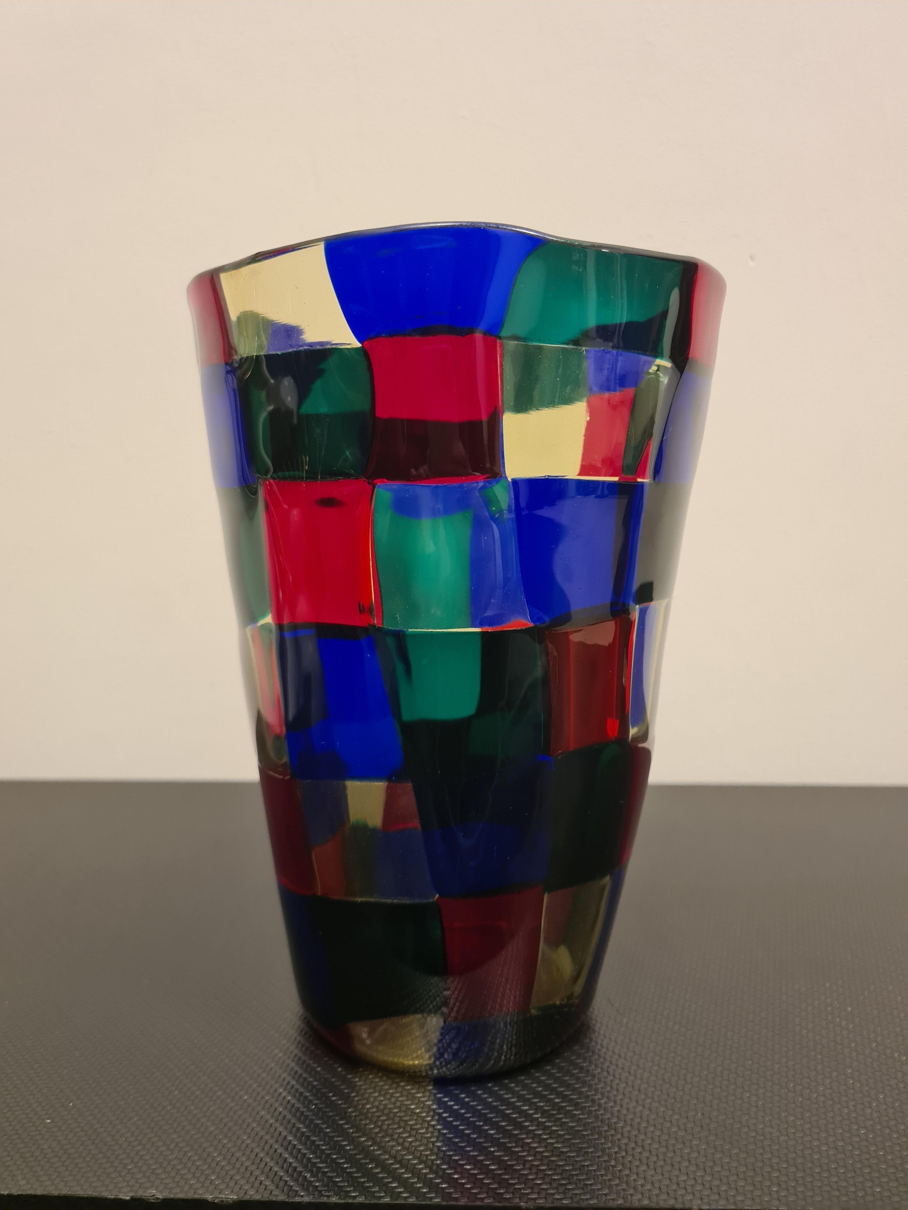 Murano Glass Pezzati series vase by Fulvio Bianconi for Venini