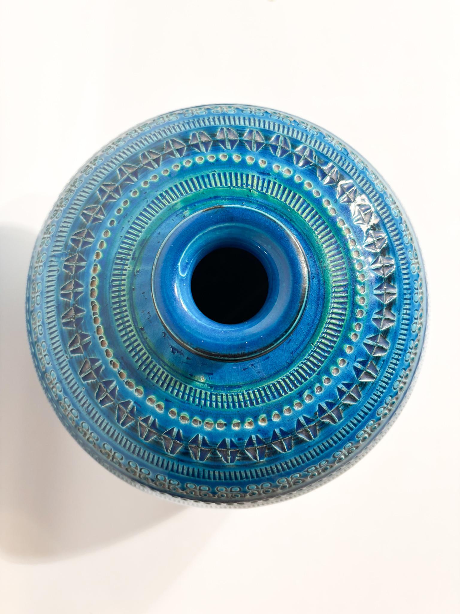 Kugelförmige Vase 'Rimini Blu' von Aldo Londi für Bitossi Ceramiche 1950er Jahre im Zustand „Gut“ im Angebot in Milano, MI