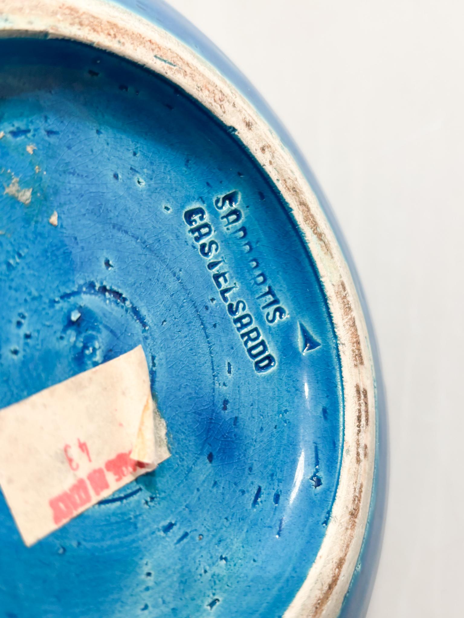 Kugelförmige Vase 'Rimini Blu' von Aldo Londi für Bitossi Ceramiche 1950er Jahre im Angebot 2