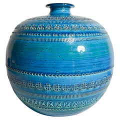 Kugelförmige Vase 'Rimini Blu' von Aldo Londi für Bitossi Ceramiche 1950er Jahre