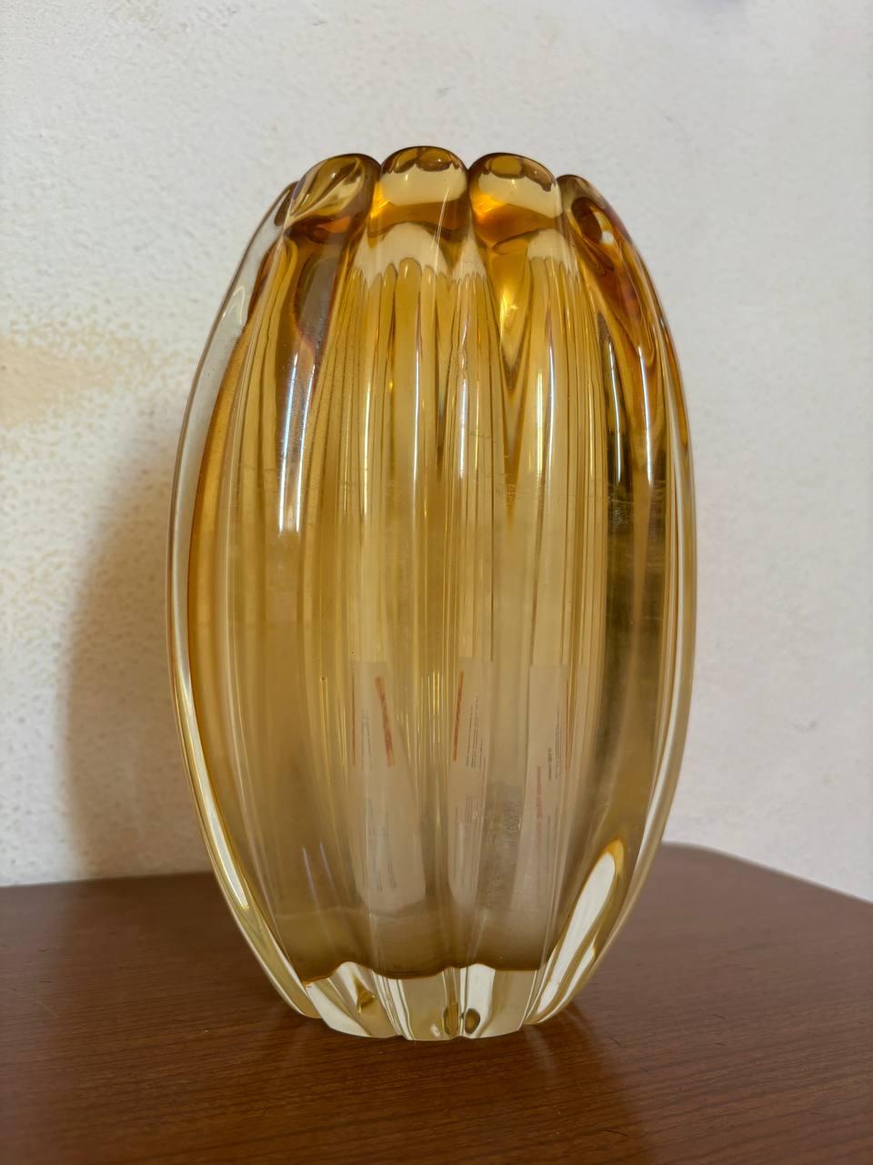 Mid-Century Modern Amber-Gold submerged vase  Flavio Poli for Seguso  1950. For Sale