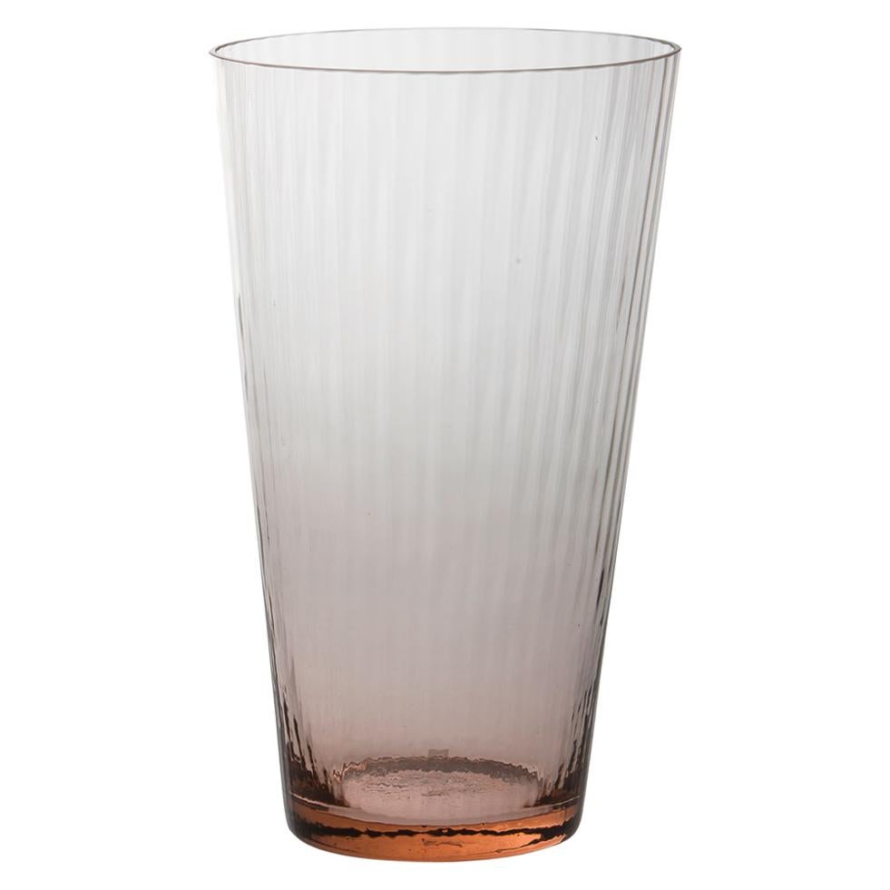 Vaso Squadrato28, Vase Handcrafted Muranese Glass, Rose Quartz Plisse MUN by VG