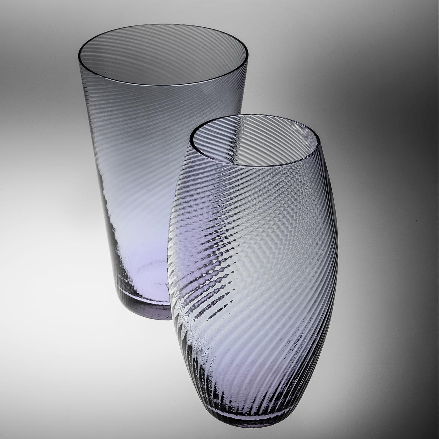 Hand-Crafted Vaso Squadrato34, Vase Handcrafted Muranese Glass, Aquamarine Twisted MUN by VG