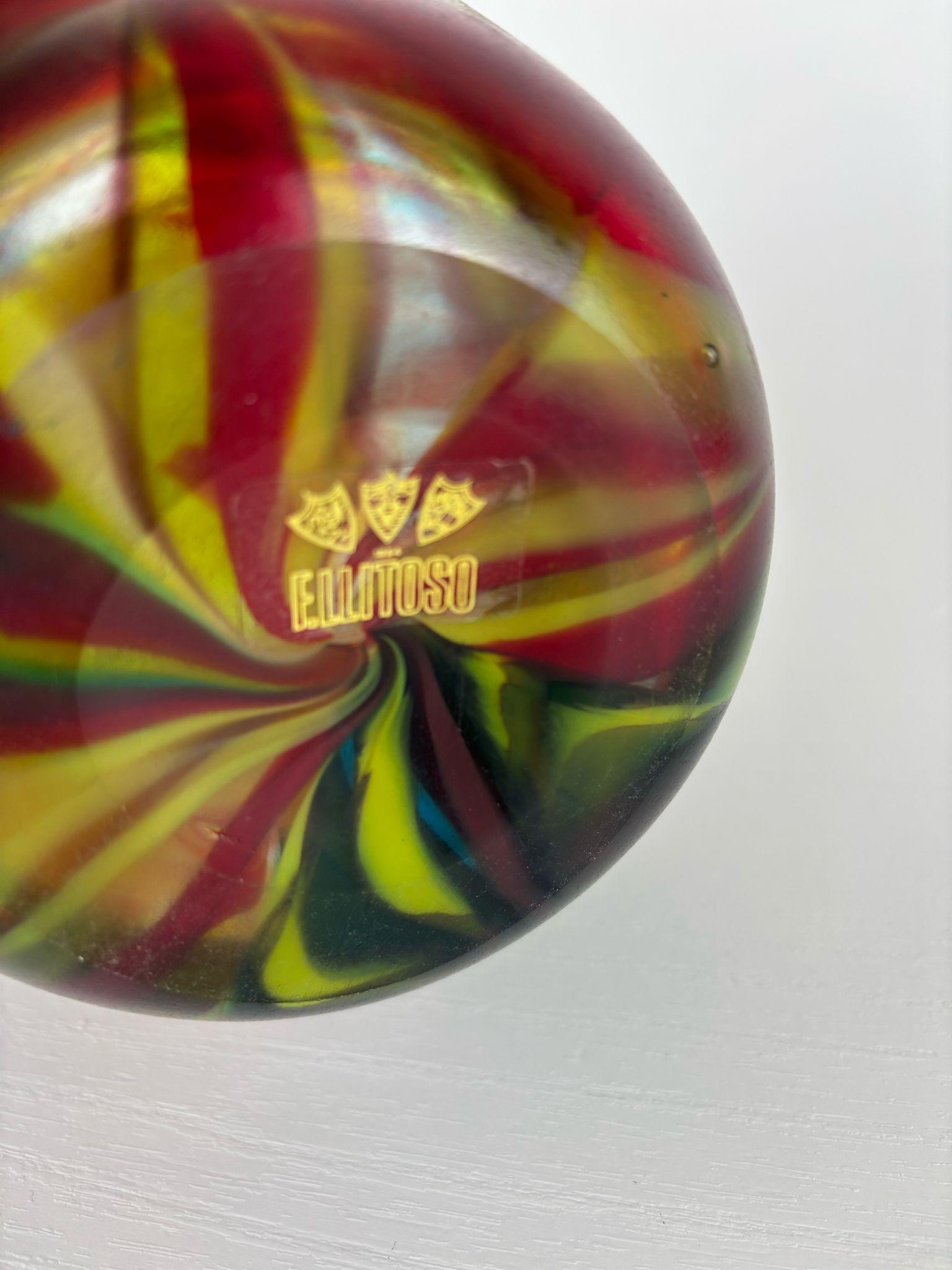 Vaso serie Stellati di Polio Perelda, corroso leggermente, etichetta fratelli Toso nel sotto,1959/1960