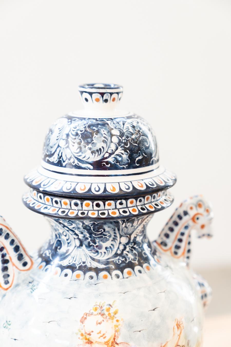 Late 20th Century Vase, Turi D'Albissola, 1980s, hand-painted ceramic.  For Sale