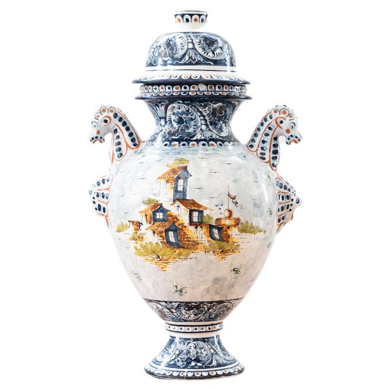 Vase, Turi D'Albissola, 1980s, hand-painted ceramic.  For Sale