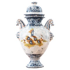 Vase, Turi D'Albissola, années 1980, céramique peinte à la main. 