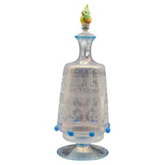 Venetian blown glass etched and iridescent Murano vase, late 19th-early 20th century