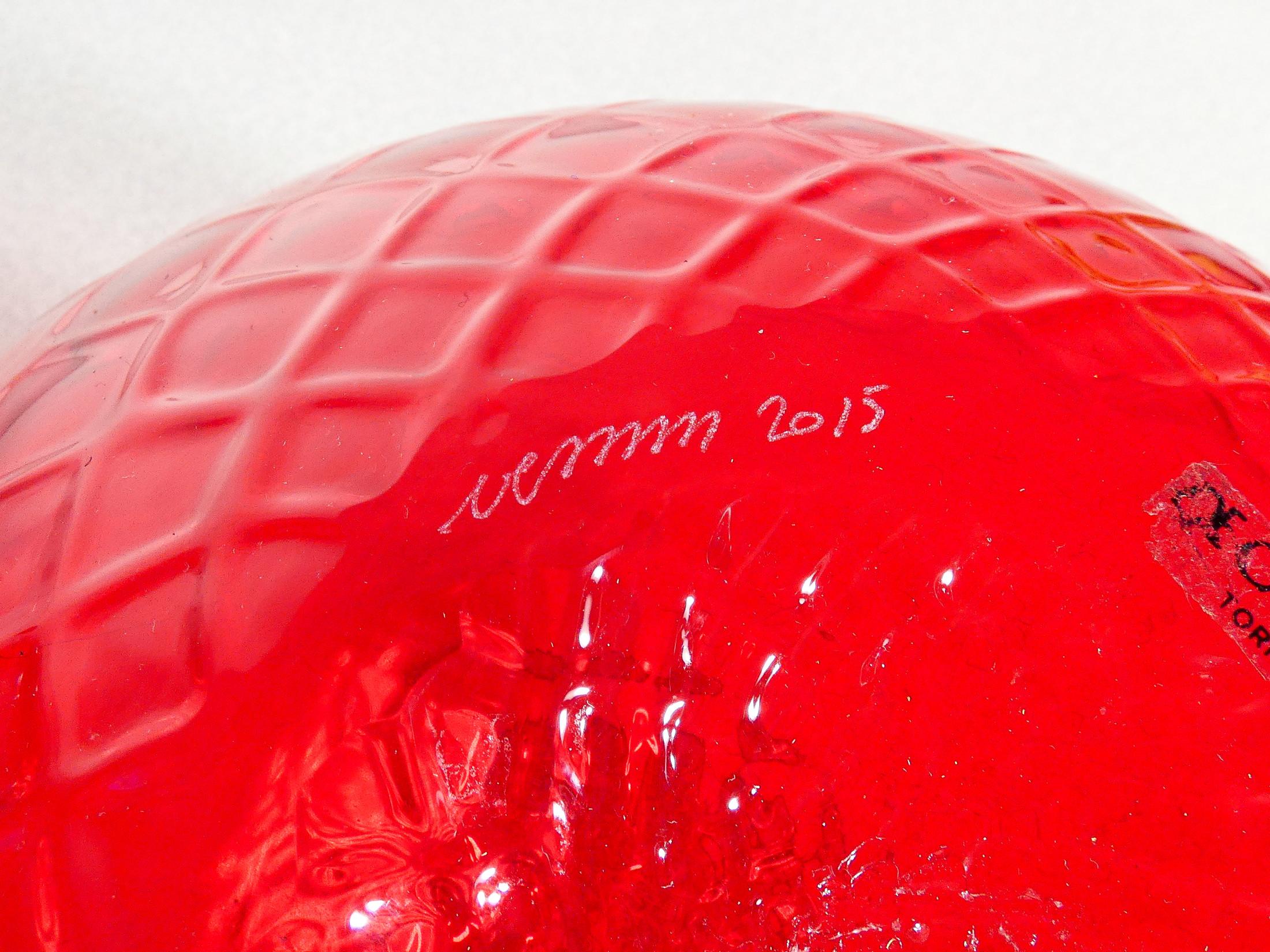 Vaso VENINI Monofiore rosso, in vetro soffiato Balloton. Murano, 2015 in vendita 1