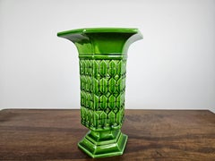 Italian green vase in Bassano ceramic