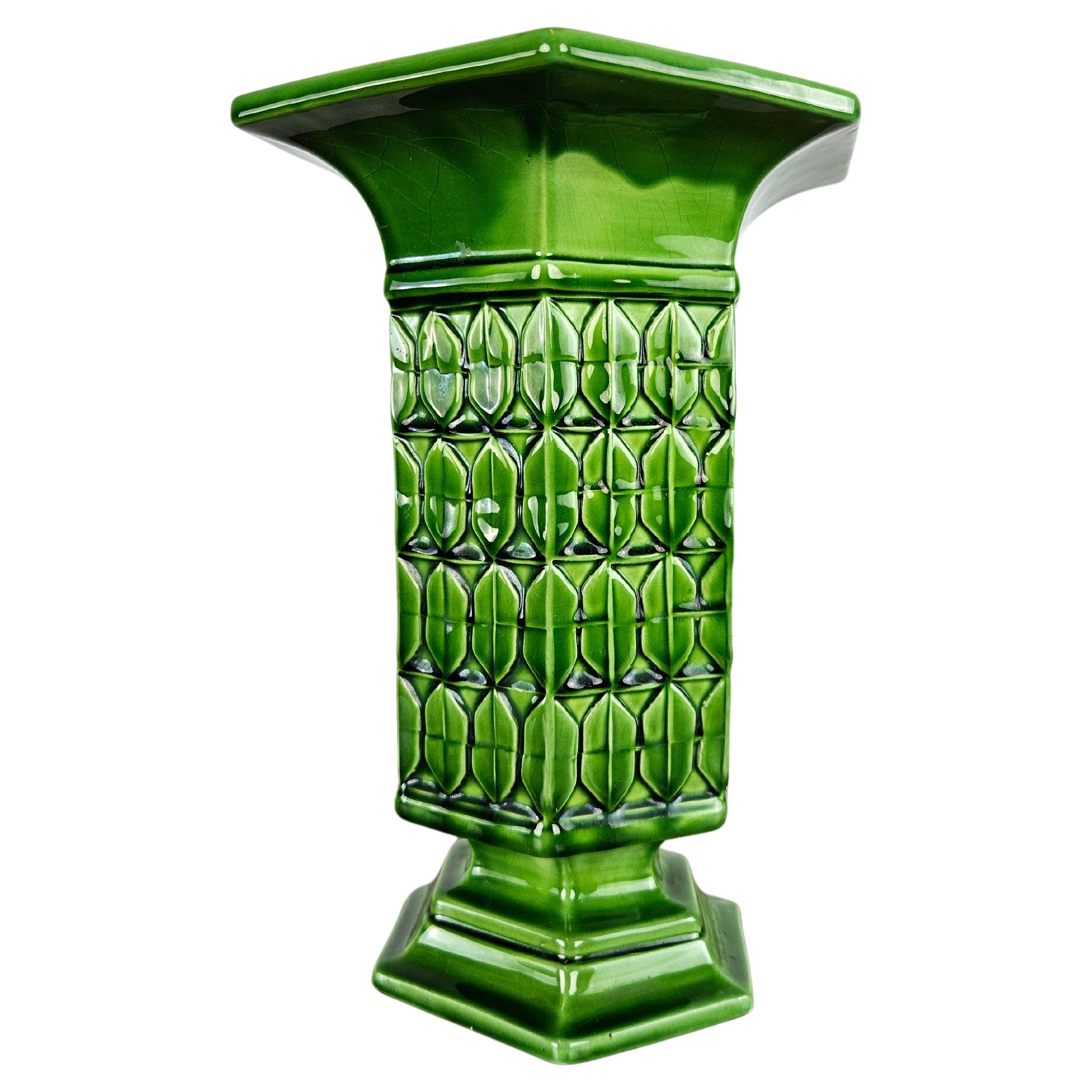 Italian green vase in Bassano ceramic