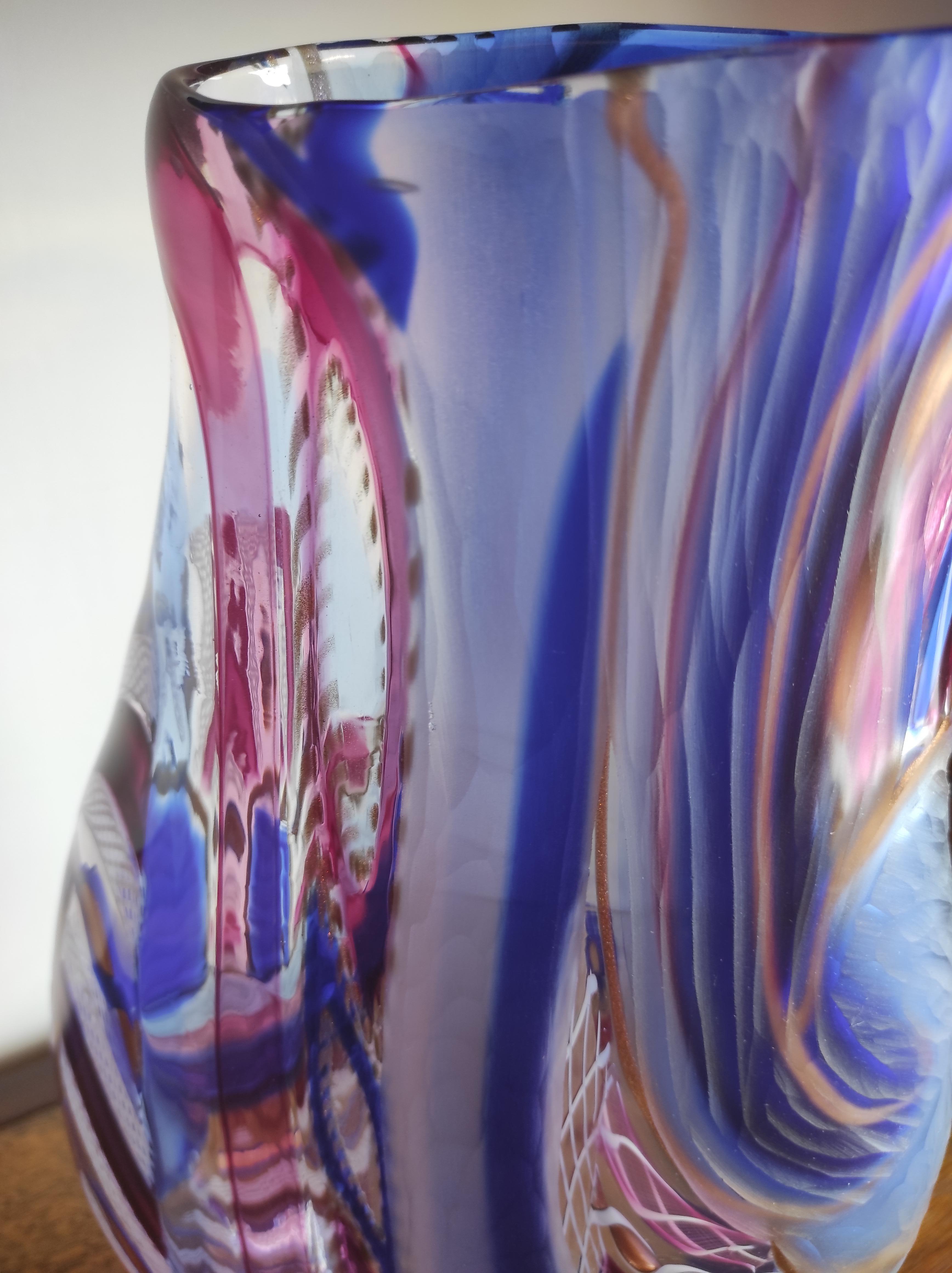 Modern Vase  blown glass violet from Murano  For Sale
