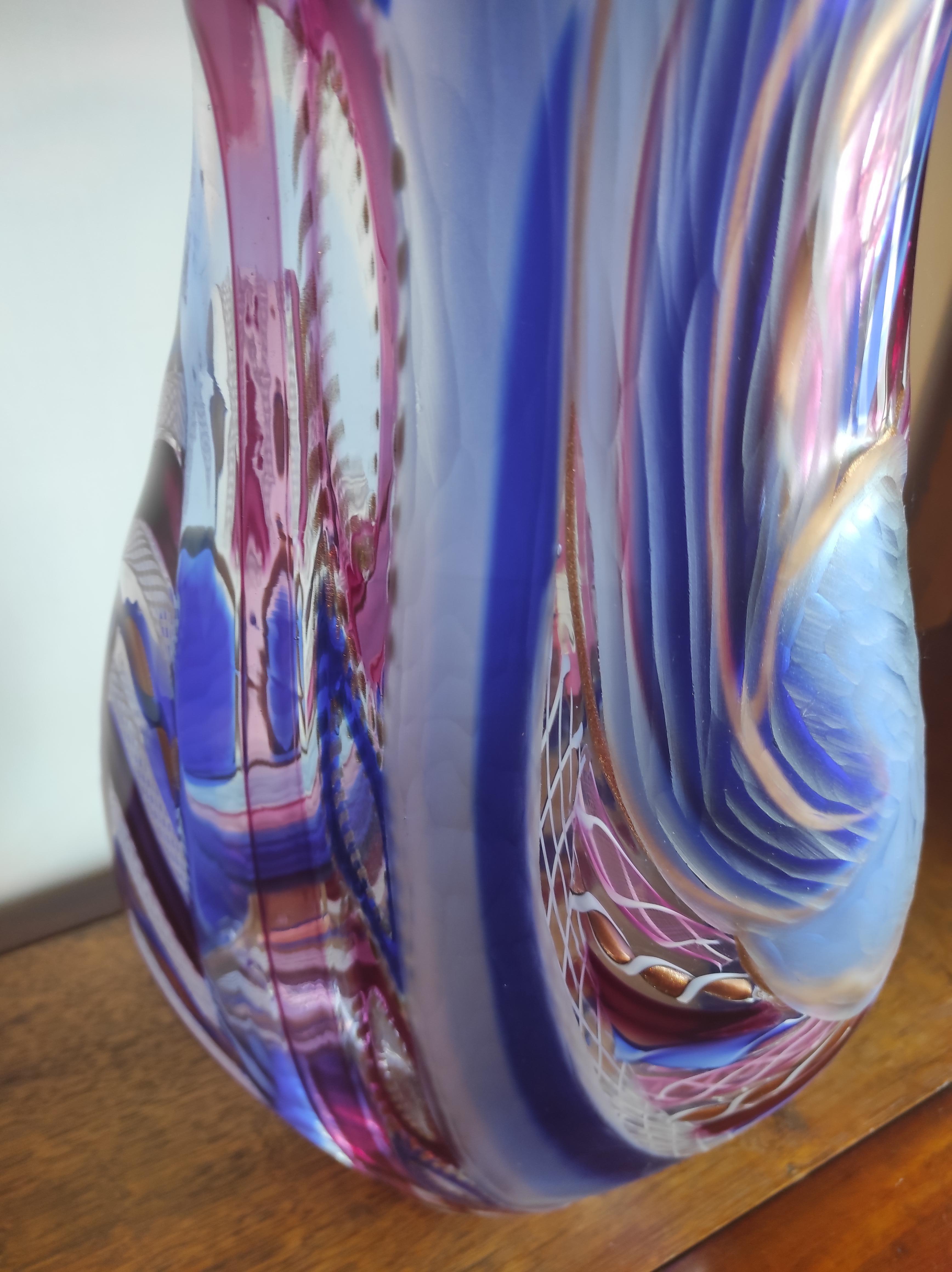 Italian Vase  blown glass violet from Murano  For Sale