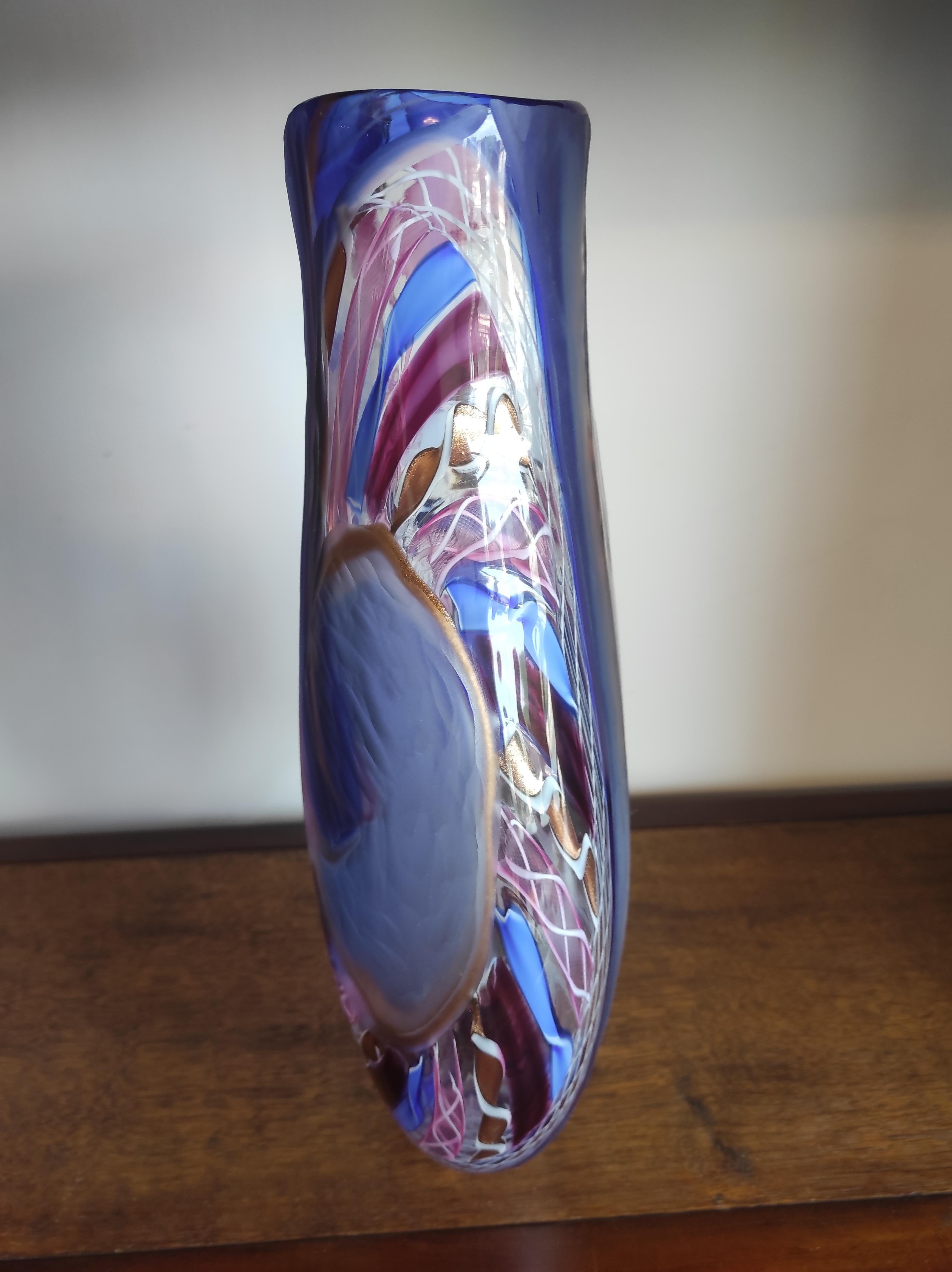 Blown Glass Vase  blown glass violet from Murano  For Sale