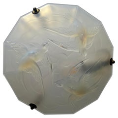 Vasque Art Déco en verre opalescent, Ezan France, vers 1930