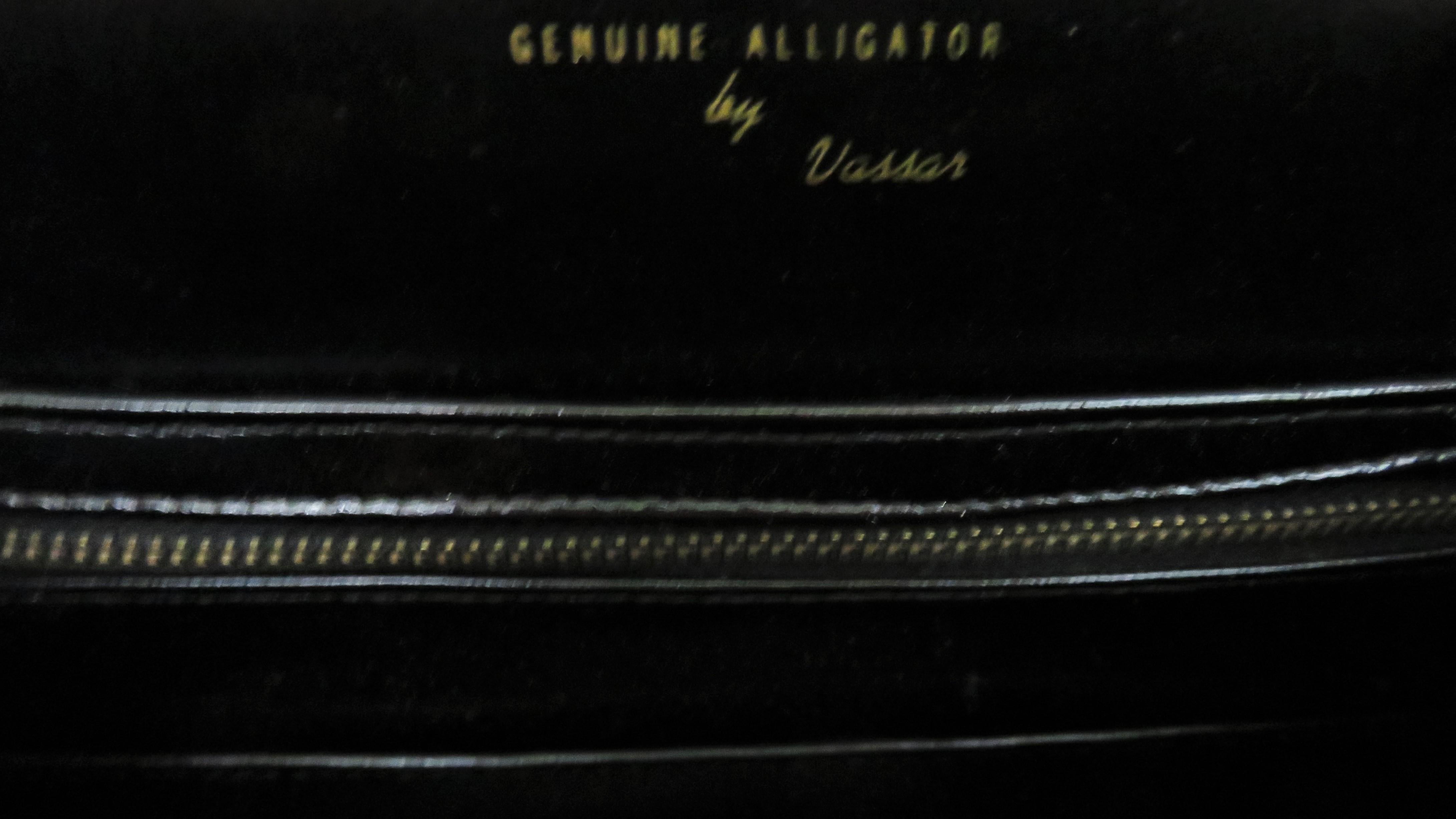 Vassar Jackie O Borsa in alligatore nero anni '50 9