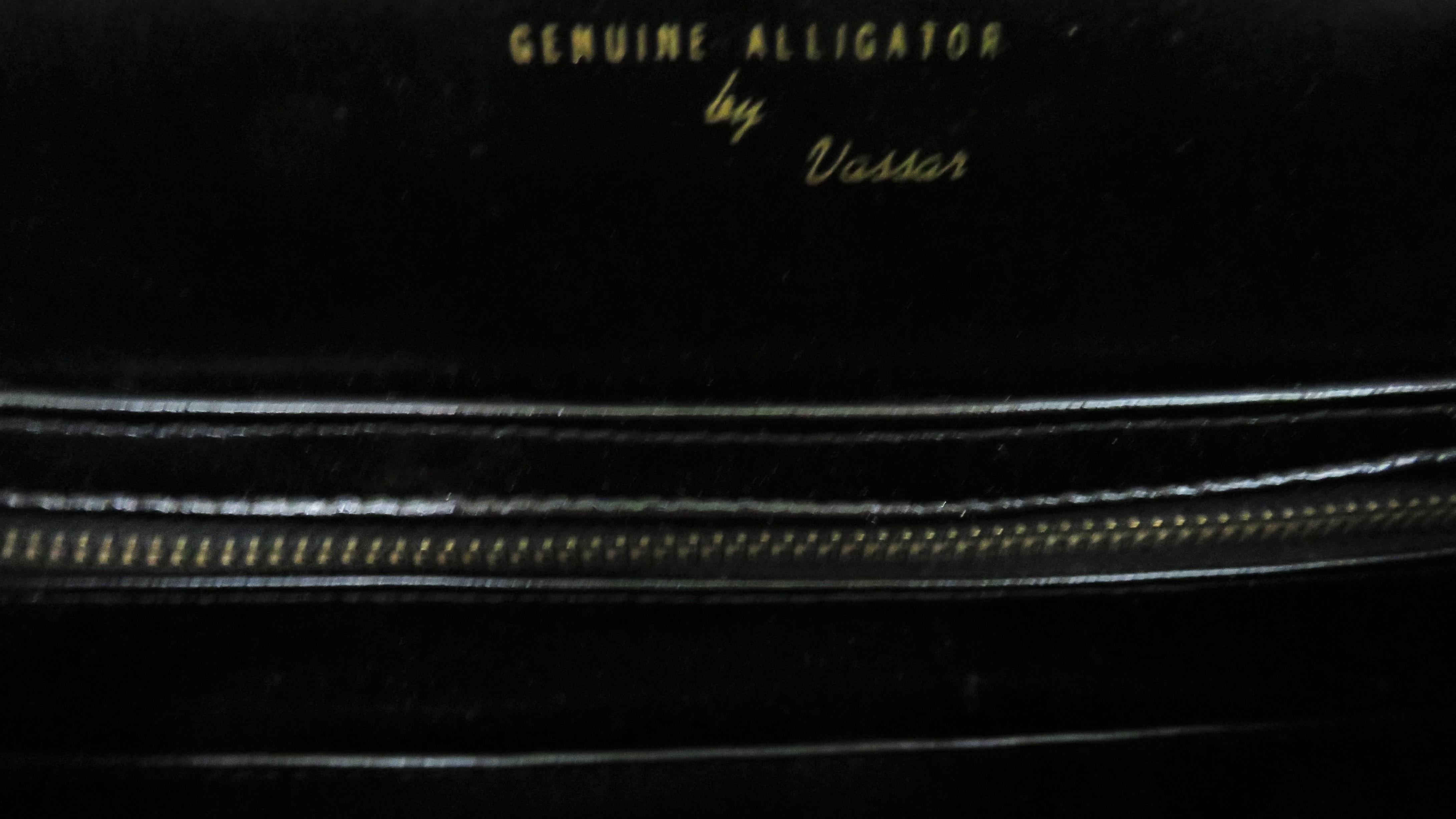  Vassar Jackie O Black Alligator Handbag 1950s 7