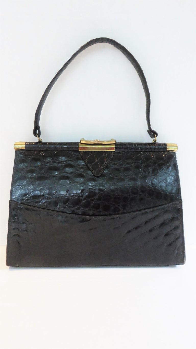 Louis Vuitton Sac Fermoir Handbag Denim with Alligator GM at 1stDibs