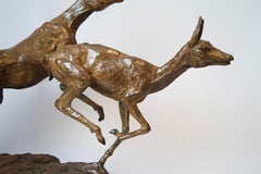 La fuite, couple d'antilopes - Sculpture en bronze de Vassil, contemporain