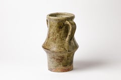 Vassil Ivanoff Design Midcentury Vase en céramique grès vert de La Borne